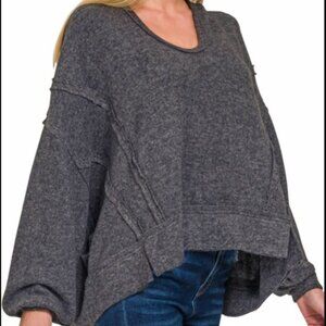 Zenana Brushed Hacci Balloon Sleeve Hoodie ***NEW***
